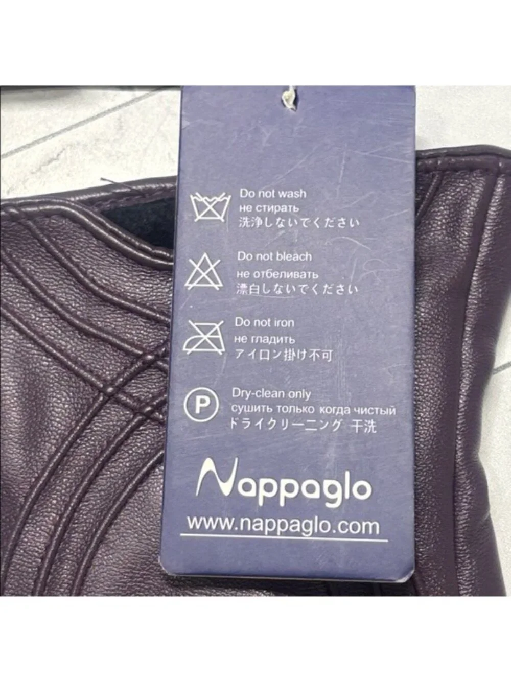 NWT Nappaglo Womens Purple Nappa Leather Fleece Lined Winter Gloves L LARGE